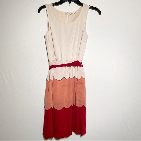 Altar'd State‎ Scallop Ruffle Dress Tie Waist - Picture 1 of 9
